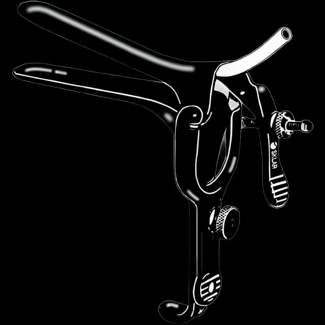 Laser Surgery Vaginal Speculum Sklar Black™ Pederson NonSterile OR Grade Coated Stainless Steel Medium Double Blade Duckbill with DSE Loop Reusable Without Light Source Capability