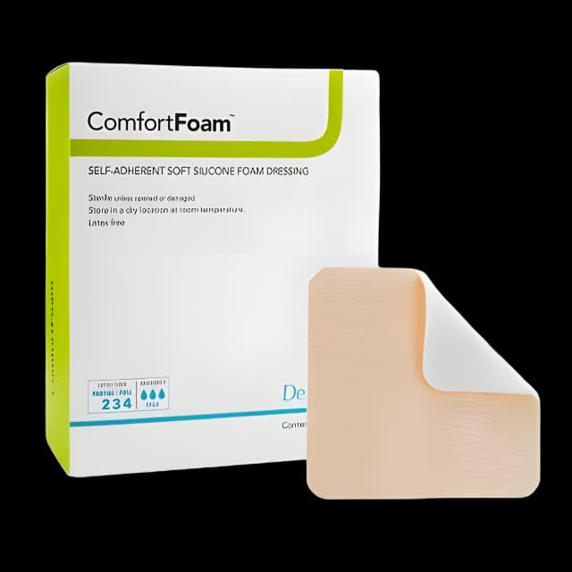 Foam Dressing ComfortFoam™ 4 X 5 Inch Without Border Film Backing Silicone Face Rectangle Sterile
