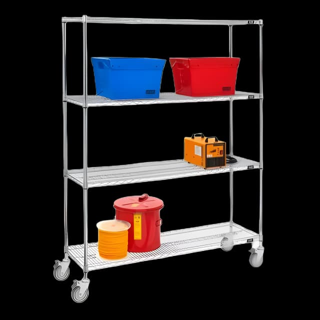 Chrome Mobile Shelving Uline 4 Shelves Floor Standing 60 X 18 X 78 Inch Chrome