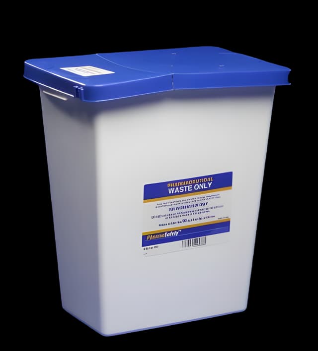 Pharmaceutical Waste Container PharmaSafety™ White Base 17-3/4 H X 11 W X 15-1/2 D Inch Vertical Entry 8 Gallon - 8850