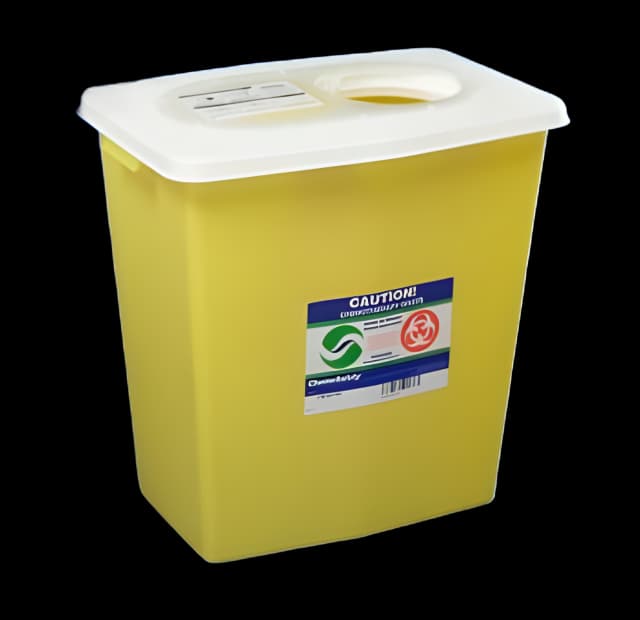 Chemotherapy Waste Container SharpSafety™ Yellow Base 17-3/4 H X 11 W X 15-1/2 D Inch Vertical Entry 8 Gallon - 8985S