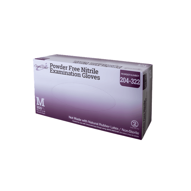 OmniTrust 204 Series Ultimate Nitrile Examination Gloves, Powder Free, Chemo Rated, Blue, 300 Count, Medium