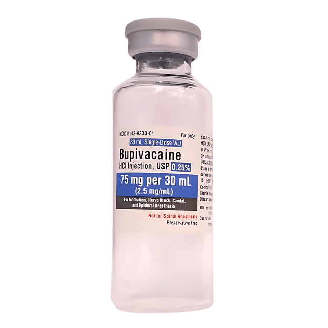 Bupivacaine HCl, Preservative Free 0.25%, 2.5 mg / mL Injection Single-Dose Vial 30 mL - 00143933310