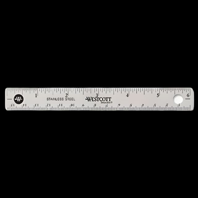 Stainless Steel Office Ruler With Non Slip Cork Base, Standard/Metric, 6" Long