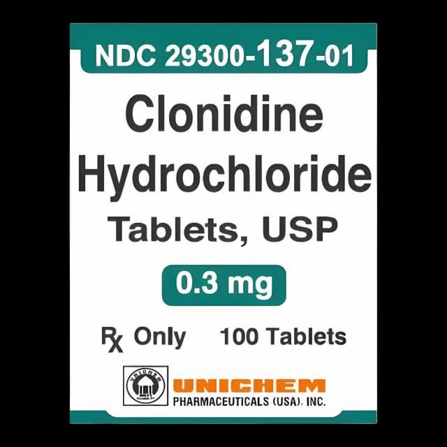 Clonidine HCl 0.3 mg Tablets by Unichem - 100 Pack