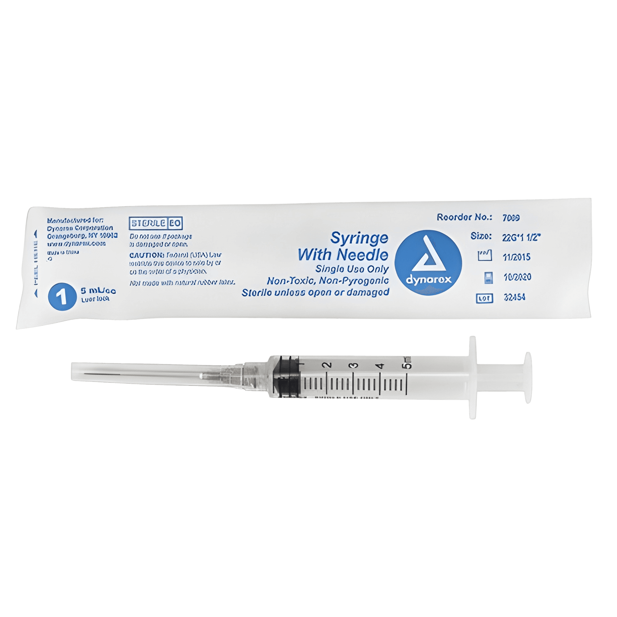 3mL Dynarex® NS Syringe 22G x 1 1/2" Needle, Luer Lock