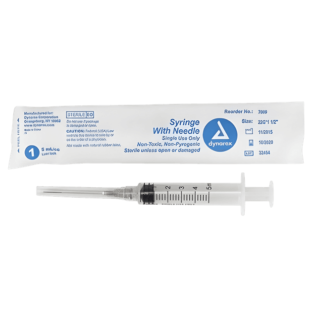 3mL Dynarex® NS Syringe 22G x 1 1/2" Needle, Luer Lock