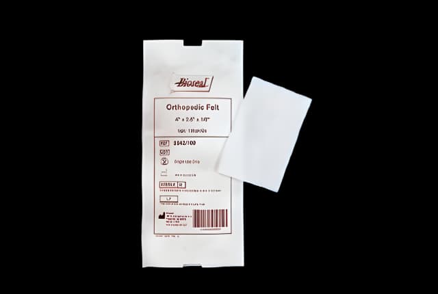 Orthopedic Felt Adhesive Bioseal® 2.5 X 4 Inch Wool / Cotton Sterile