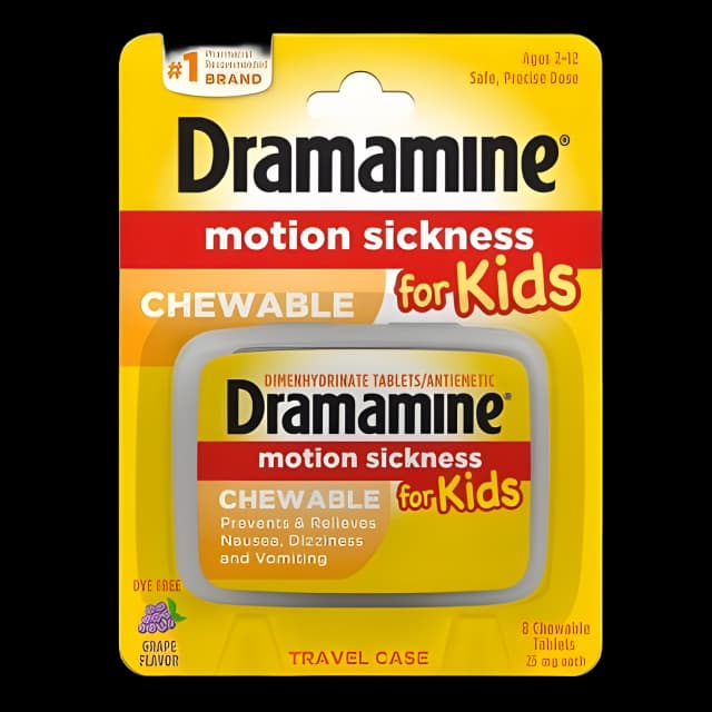 Nausea Relief Dramamine® Motion Sickness Relief 25 mg Strength Chewable Tablet 8 per Box