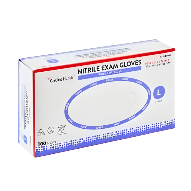 Cardinal Health FLEXAL Touch Nitrile Exam Gloves, Powder-Free, Large, Blue, 3.1 MIL, Chemo Tested, 100 count/bx