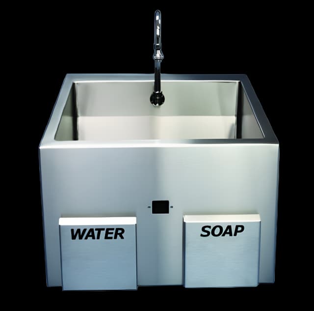 Surgical Scrub Sink ES Series Mounted Single Sink High Mount Swivel Gooseneck Spout Adjustable Swivel Spray Aerator