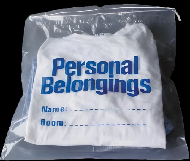 Patient Belongings Bag 17 X 20 Inch Drawstring Closure Clear