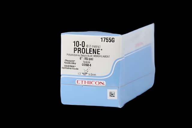 Nonabsorbable Suture with Needle Prolene™ Polypropylene CS160-8 1/2 Circle Opthalmic Spatula Needle Size 10 - 0 Monofilament