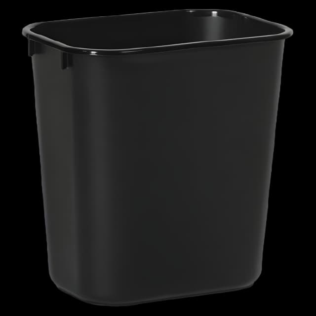 Trash Can Boardwalk® 14 Quart Rectangular Black Plastic Open Top