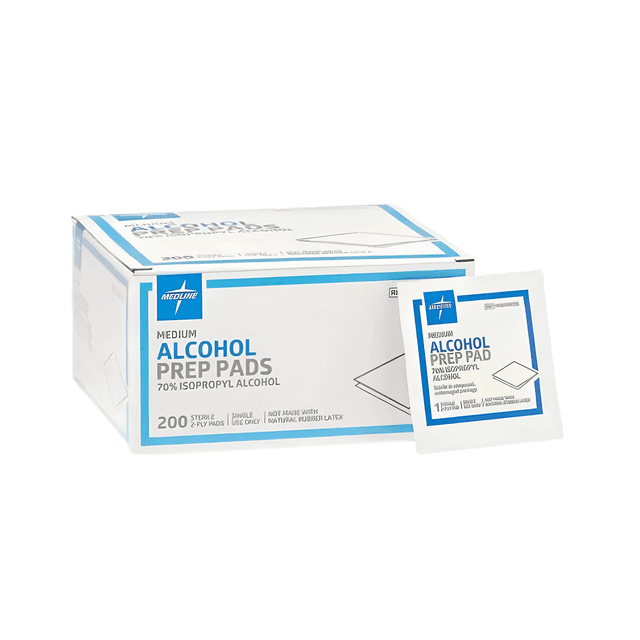 Alcohol Prep Pads, 2-Ply, Size M, 1-1/8" x 2-3/8"