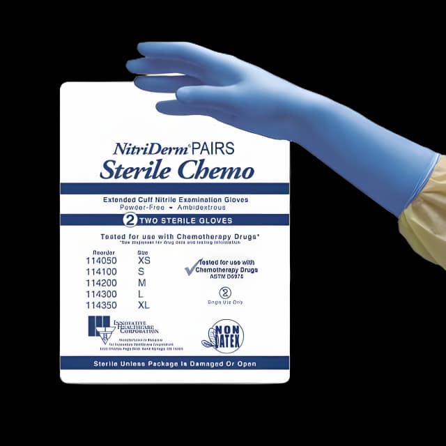 Exam Glove NitriDerm® EC X-Small Sterile Pair Nitrile Extended Cuff Length Smooth Blue Chemo Tested