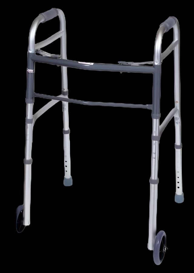 Carex® Adjustable Folding Walker with Wheels - 300 lbs Capacity