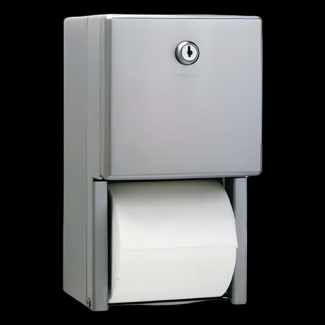 Toilet Tissue Dispenser Bobrick Satin Finish Stainless Steel Manual Pull Double Roll Surface Mount