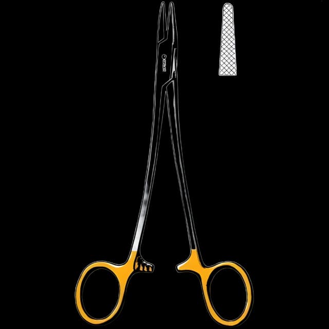 Needle Holder Sklar® TC 10-1/2 Inch Length Straight Serrated Tips Finger Ring Handle - 21-8034
