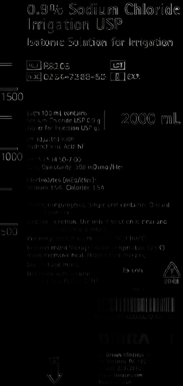 Irrigation Solution 0.9% Sodium Chloride Not for Injection Flexible Bag 2,000 mL