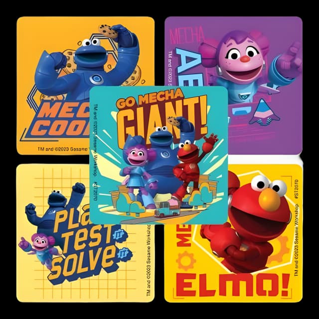 SmileMakers® 100 per Roll Sesame Street Mecha Builders Sticker 2-1/2 Inch