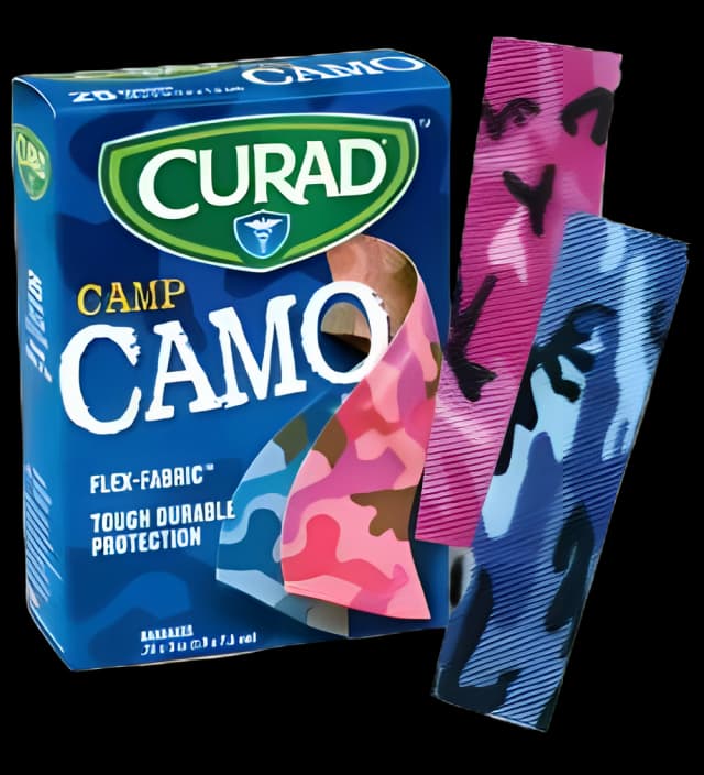 Adhesive Strip Curad® 3/4 X 3 Inch Plastic Rectangle Kid Design (Camp Camo) Sterile