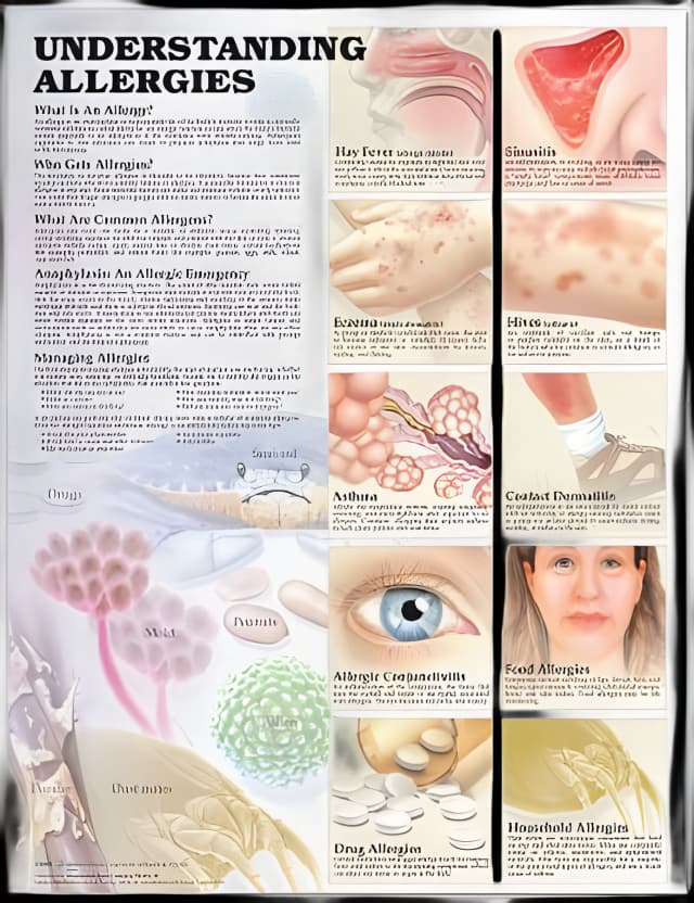Anatomical Chart Allergies 20 X 26 Inch Heavy Paper Grommets Laminated