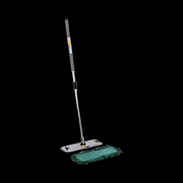 Microfiber Cleaning Kit, 18" Wide Blue/Green Microfiber Head, 35" to 60" Gray Aluminum Handle