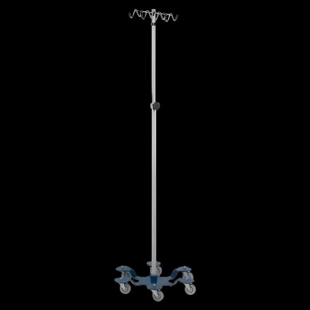 IV Stand Heavy Duty 8-Hook 6-Legs with 3 Inch Roller Blade Caster, 23-3/8 Inch Base Diameter, Powder Coated Low Center of Gravity, Carbon Steel Base