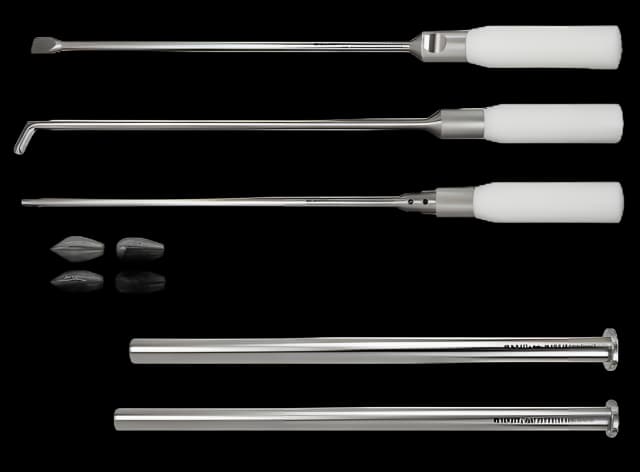 Instrument Set One of Each V, Hockey Stick and Round Bullet Shaped Breast Dissector, Small and Large Trocar Tube