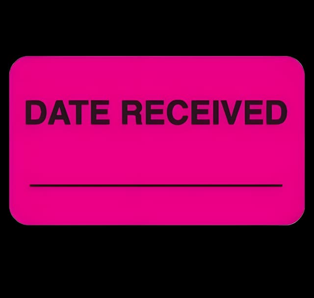Pre-Printed / Write On Label Advisory Label Pink Paper DATE RECEIVED ____________ Black Quality Control Label 1 X 3-3/4 Inch
