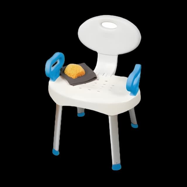 Shower Chair Carex® Fixed Arms Aluminum Frame With Backrest 300 lbs. Weight Capacity