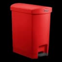 Trash Can Rubbermaid® Slim Jim® 8 gal. Rectangle Red Plastic Step On