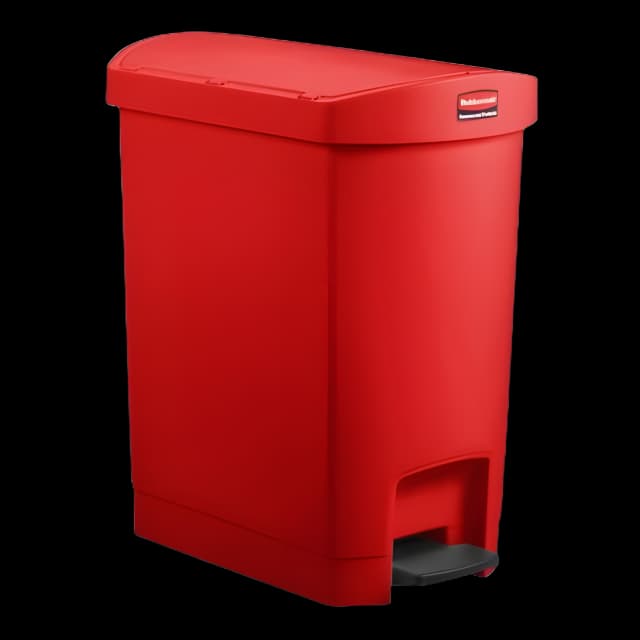 Trash Can Rubbermaid® Slim Jim® 8 gal. Rectangle Red Plastic Step On