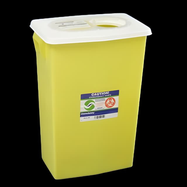 Chemotherapy Waste Container SharpSafety™ Yellow Base 26 H X 12-3/4 D X 18-1/4 W Inch Vertical Entry 18 Gallon - 8939PG2