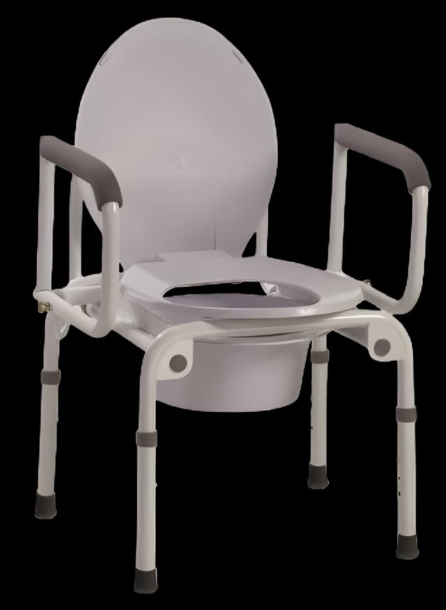 Steel Frame Commode Chair with Drop Arms - 300 lbs Capacity