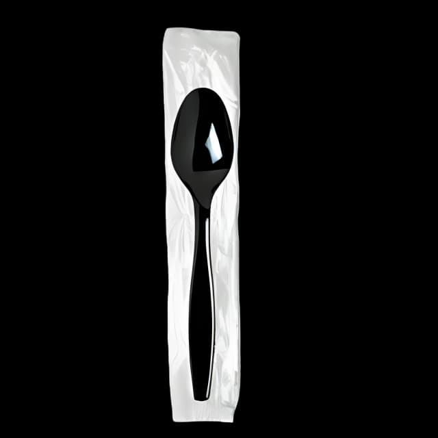 Individually Wrapped Heavyweight Teaspoons, Polystyrene, Black 1,000/Carton