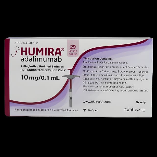 Humira® Adalimumab 10 mg / 0.1 mL Injection Prefilled Syringe 2 Doses