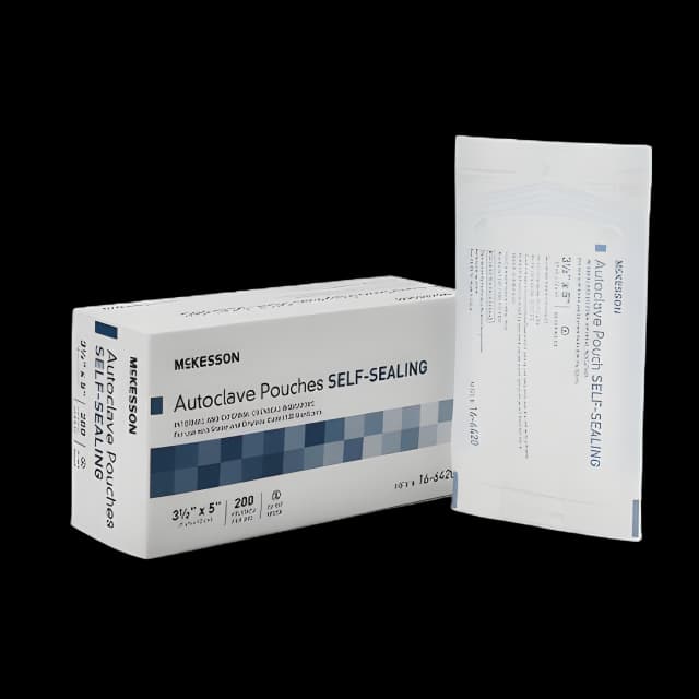 Sterilization Pouch McKesson Ethylene Oxide (EO) Gas / Steam 3-1/2 X 5 Inch Transparent Blue / White Self Seal Paper / Film