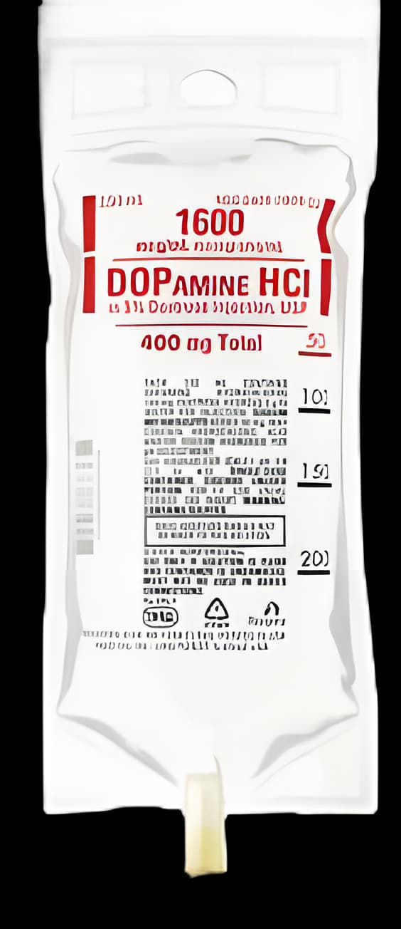Dopamine HCl / Dextrose 5%, Preservative Free 1600 mcg / mL Solution Flexible Bag 250 mL