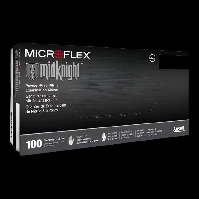 Exam Glove MICROFLEX® MidKnight™ Small NonSterile Nitrile Standard Cuff Length Fully Textured Black Fentanyl Tested