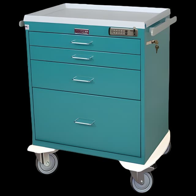 Anesthesia Cart 22 X 32 X 36.5 Inch Light Blue (2)-3 Inch, (1)-6 Inch, (1)-12 Inch Drawer Configuration, 17 X 23 Inch Internal Drawer