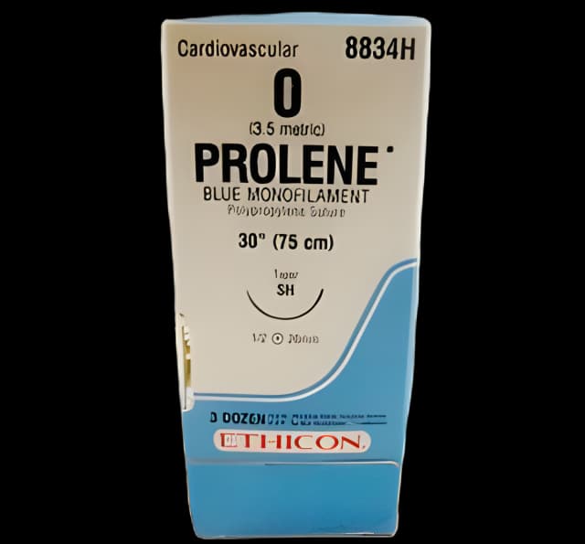Nonabsorbable Suture with Needle Prolene™ Polypropylene SH 1/2 Circle Taper Point Needle Size 0 Monofilament