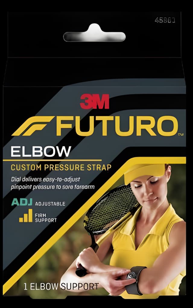 Elbow Support 3M™ Futuro™ One Size Fits Most Hook and Loop Strap Closure Tennis Elbow Strap Left or Right Elbow Black