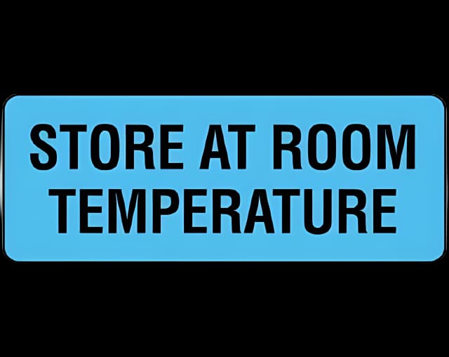 Pre-Printed Label Shamrock Auxiliary Label Blue Paper STORE AT ROOM TEMPERATURE Black Temperature Control 3/4 X 2 Inch