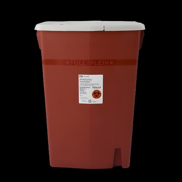 Sharps Container SharpSafety™ Red Base 26 H X 18-1/4 W X 12-3/4 D Inch Horizontal Entry 18 Gallon - 8991