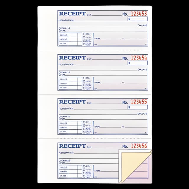 Receipt Book, Three-Part Carbonless, 7.19 x 2.75, 4 Forms/Sheet, 100 Forms Total