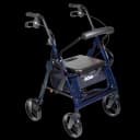 4 Wheel Rollator / Transport Chair drive™ Duet Blue Adjustable Height / Transport / Folding Aluminum Frame