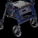 4 Wheel Rollator / Transport Chair drive™ Duet Blue Adjustable Height / Transport / Folding Aluminum Frame