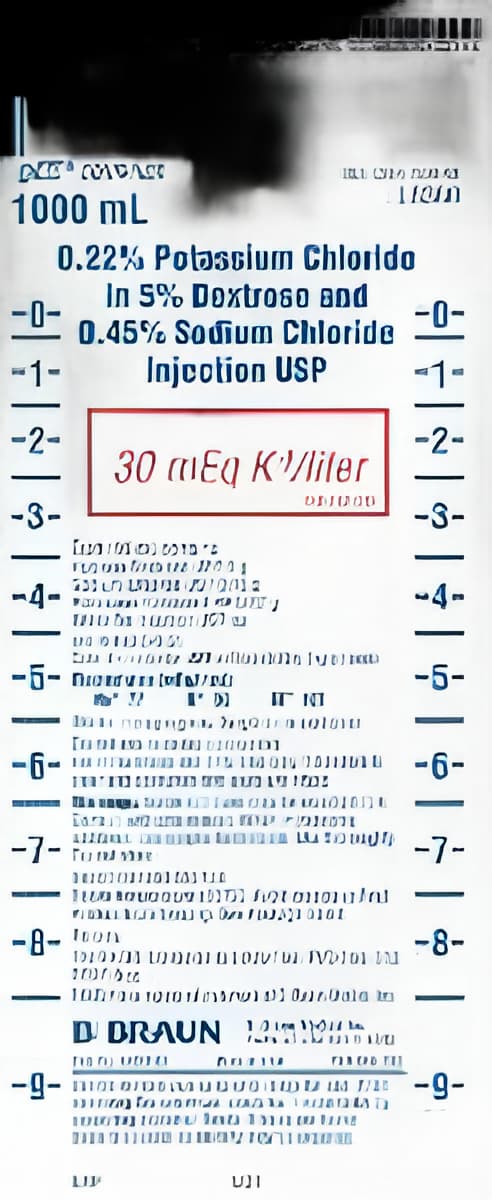 Replacement Preparation Potassium Chloride / Dextrose 5% / Sodium Chloride 0.45% 30 mEq / 1,000 mL IV Solution Flexible Bag 1,000 mL